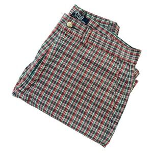 Polo Ralph Lauren Mens Seersucker Plaid Shorts Red Green Navy Blue Vintage USA